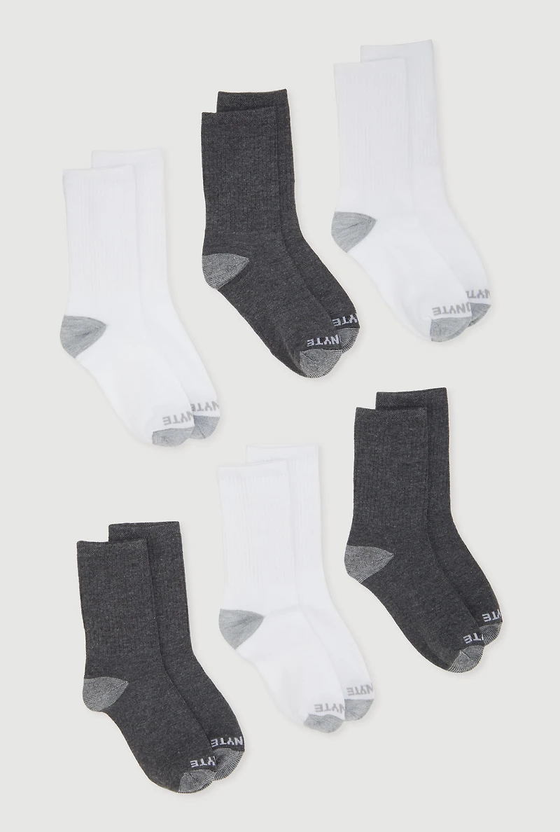 Boys Color Block Crew Socks 6 Pack, Multi