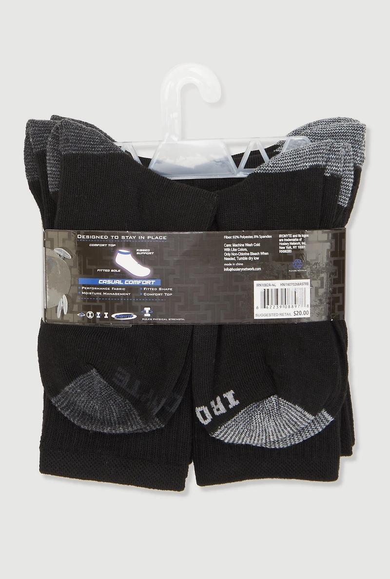 Boys Ribbed Knit Comfort Crew Socks Size 6 Pack, Black