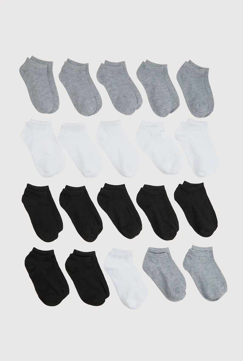 Toddler Boys Low Cut Socks Size 20 Pack Size 5-10, Multi