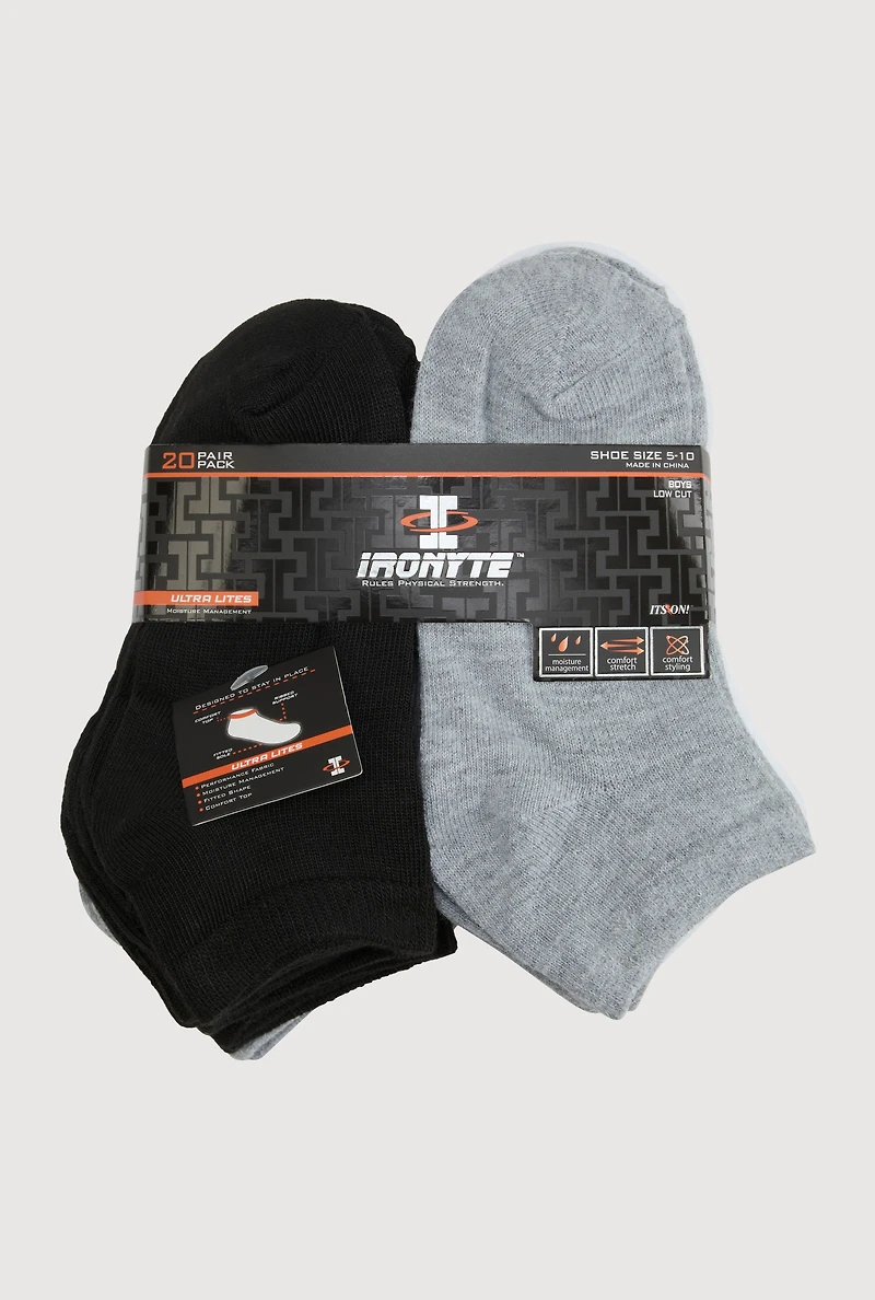 Toddler Boys Low Cut Socks Size 20 Pack Size 5-10, Multi