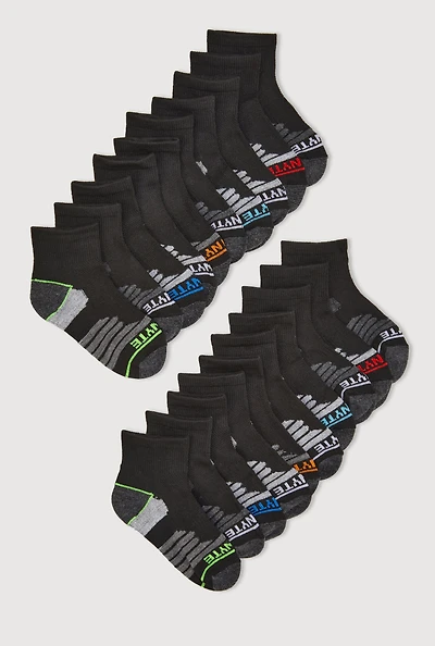 Toddler Boys Quarter Socks 20 Pack