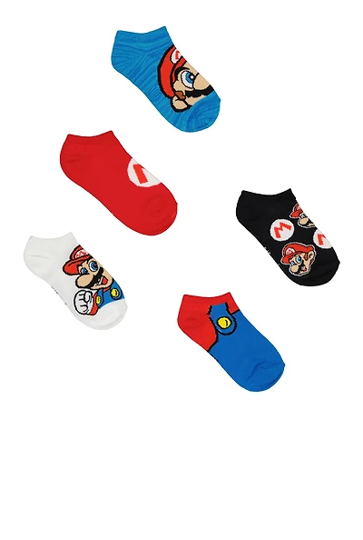 Boys Super Mario Socks 5 Pack, Multi
