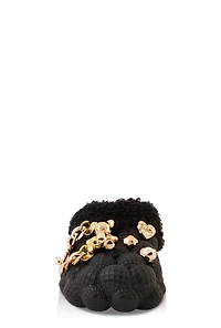 Womens Toddler Girls Multi Charm Sherpa Lined Bubble Slippers, Black, Size 7