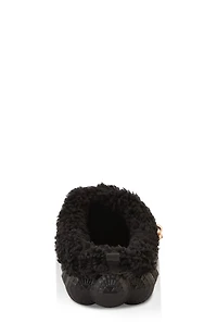 Womens Toddler Girls Multi Charm Sherpa Lined Bubble Slippers, Black, Size 7