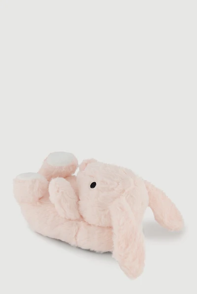 Womens Girls Faux Fur Bunny Slippers, Pink, Size 4