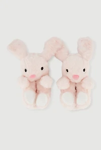 Womens Toddler Girls Faux Fur Bunny Slippers, Pink, Size 7