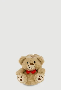 Womens Girls Faux Fur Teddy Slippers, Beige, Size 3