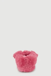 Womens Toddler Girls Faux Fur Dog Slippers, Pink, Size 9