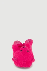 Womens Toddler Girls Rhinestone Detail Faux Fur Teddy Bear Slippers, Pink,