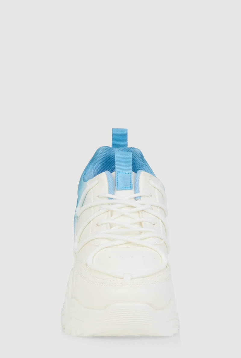 Womens Girls Ombre Chunky Sneakers, Blue, Size 2