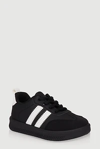 Womens Toddlers Contrast Stripe Lace Up Sneakers, Black, Size 8