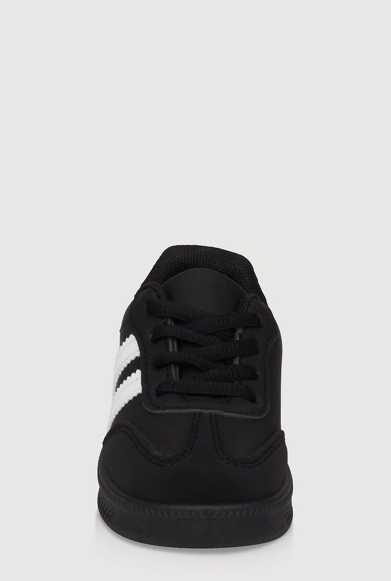 Womens Toddlers Contrast Stripe Lace Up Sneakers, Black, Size 11