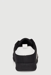 Womens Toddlers Contrast Stripe Lace Up Sneakers, Black, Size 8