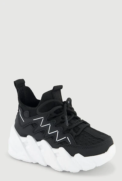 Womens Toddler Girls Slip On Chunky Lace Up Sneakers,