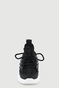 Womens Toddler Girls Slip On Chunky Lace Up Sneakers, Black, Size 8