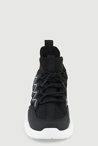 Womens Girls Slip On Chunky Lace Up Sneakers,