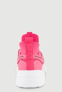 Womens Girls Slip On Chunky Lace Up Sneakers, Pink,