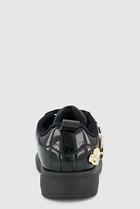 Womens Toddler Girls Rhinestone Love Graphic Metallic Detail Sneakers,