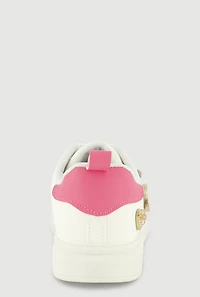 Girls Love Rhinestone Studded Charm Lace Up Sneakers