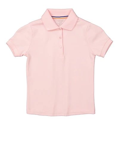 French Toast Girls 4-6x Picot Collar Polo Top, Pink, Size 6-6X