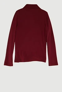 French Toast Girls 4-6x Picot Collar Long Sleeve Interlock Polo, Burgundy, Size 4-5