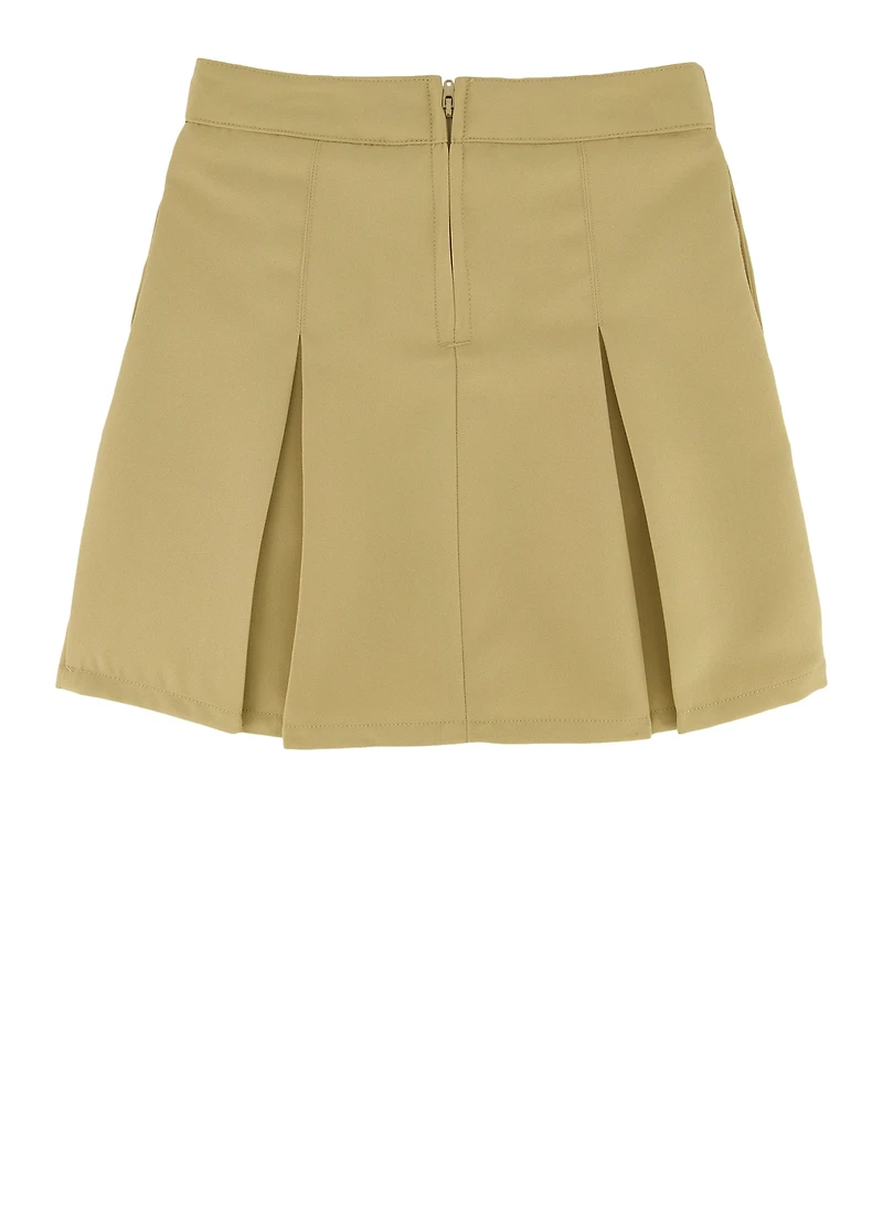 French Toast Girls 4-6x Adjustable Waist Pleated Skirt, Khaki,