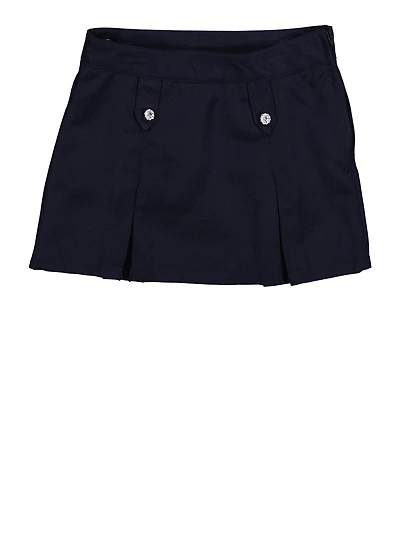 French Toast Girls 4-6x Button Detail Kick Pleated Skort, Blue, Size 6X