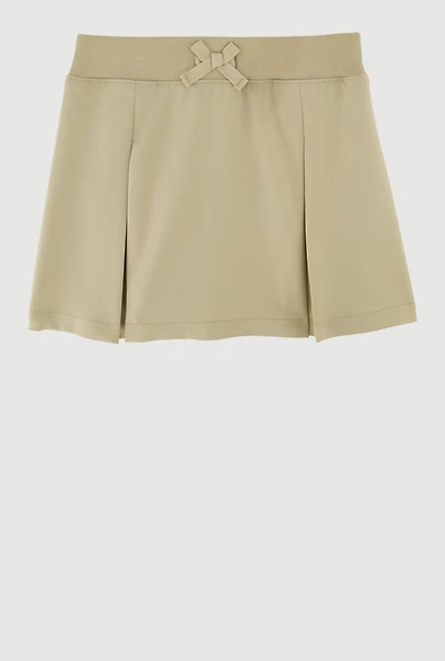 French Toast Girls 4-6x Faux Drawstring Pleated Scooter Skirt, Khaki, Size 5