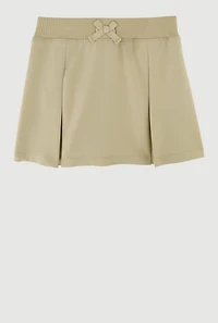 French Toast Girls 4-6x Faux Drawstring Pleated Scooter Skirt, Khaki, Size 6