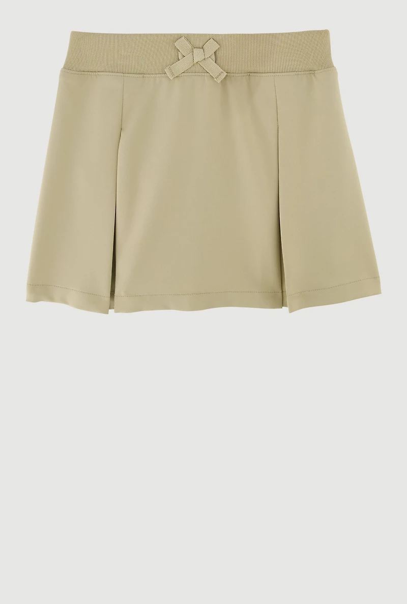 French Toast Girls 4-6x Faux Drawstring Pleated Scooter Skirt, Khaki, Size 6X