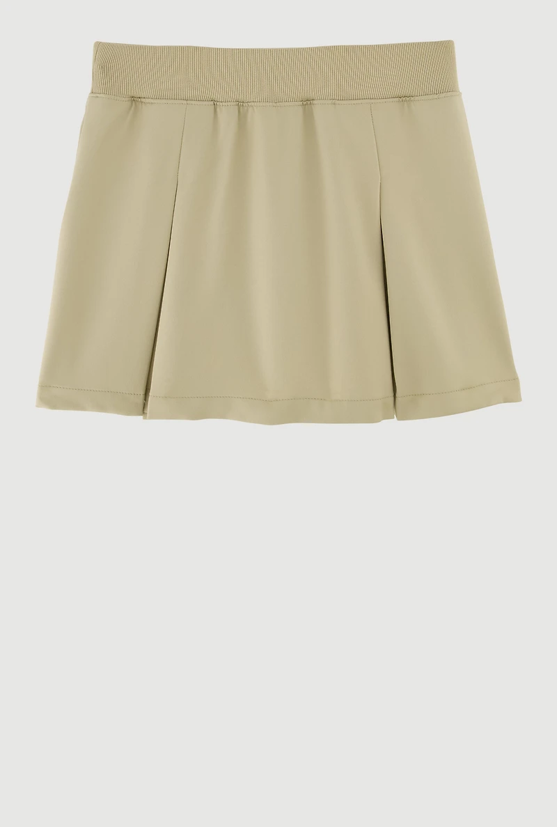 French Toast Girls 4-6x Faux Drawstring Pleated Scooter Skirt, Khaki, Size 6