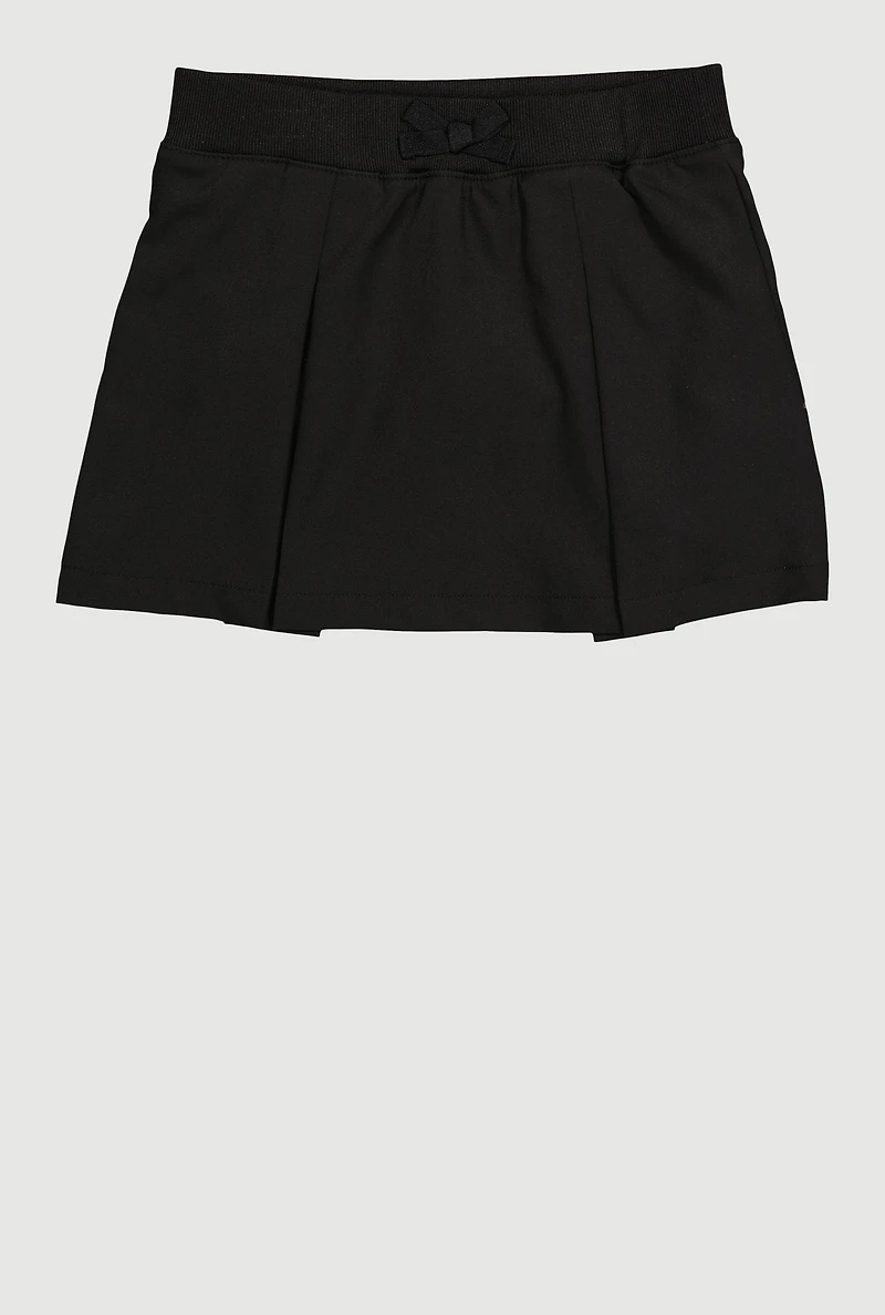 French Toast Girls 4-6x Pleated Faux Drawstring Scooter Skirt, Black, Size 6