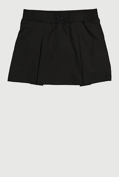 French Toast Girls 4-6x Pleated Faux Drawstring Scooter Skirt, Black, Size 6X