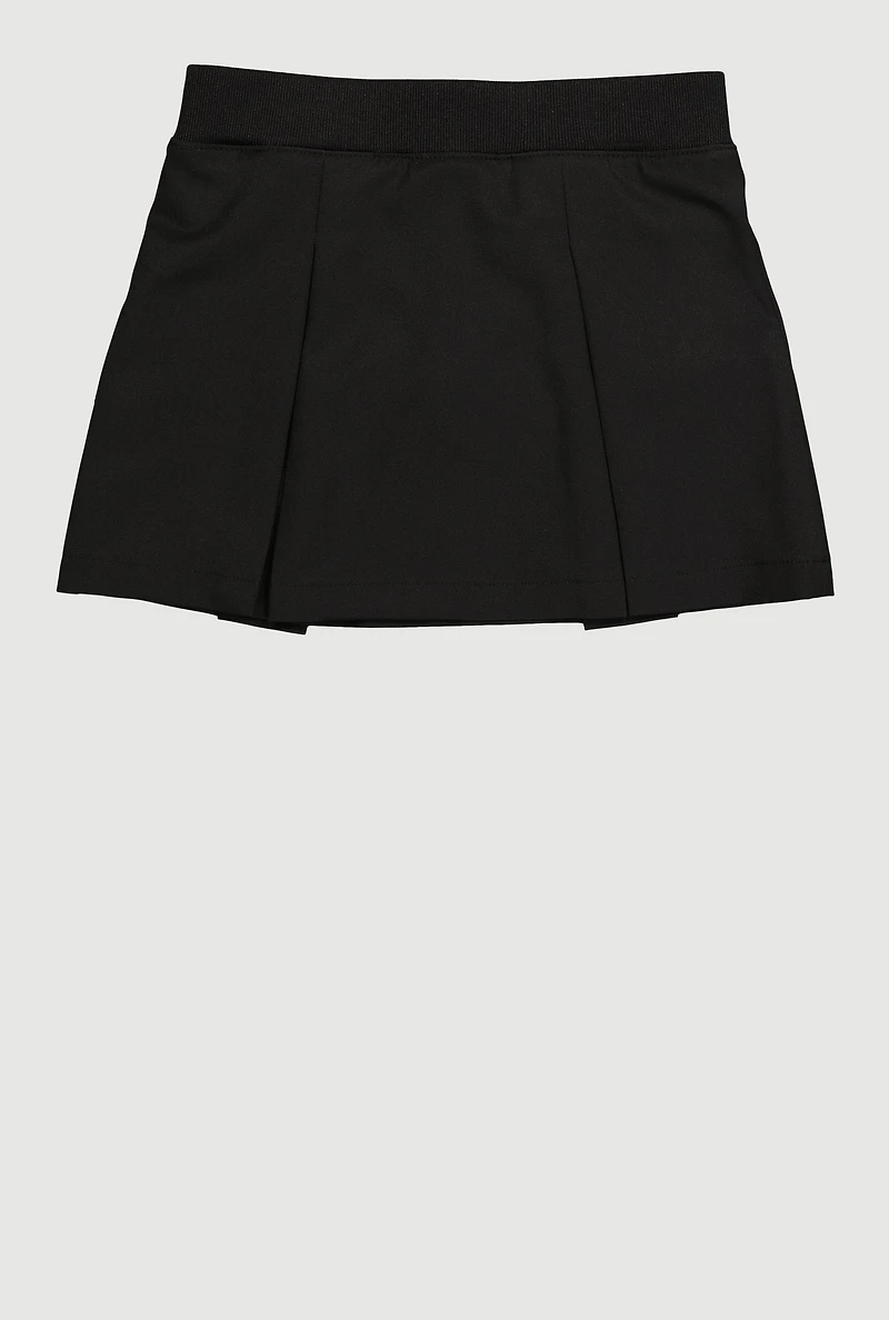French Toast Girls 4-6x Pleated Faux Drawstring Scooter Skirt, Black, Size 6X