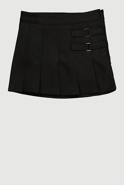 French Toast Girls 4-6x Two Tab Pleated Scooter Skirt, Black, Size 5