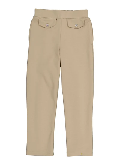 French Toast Girls 4-6x Rhinestone Detail Pants, Khaki, Size 4-5