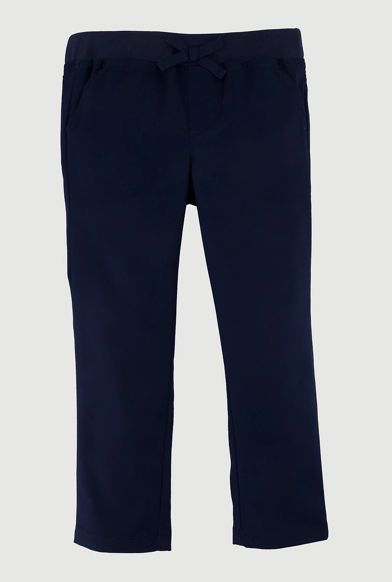 French Toast Girls 4-6x Mid Rise Stretchy Uniform Pants, Blue, Size 6X