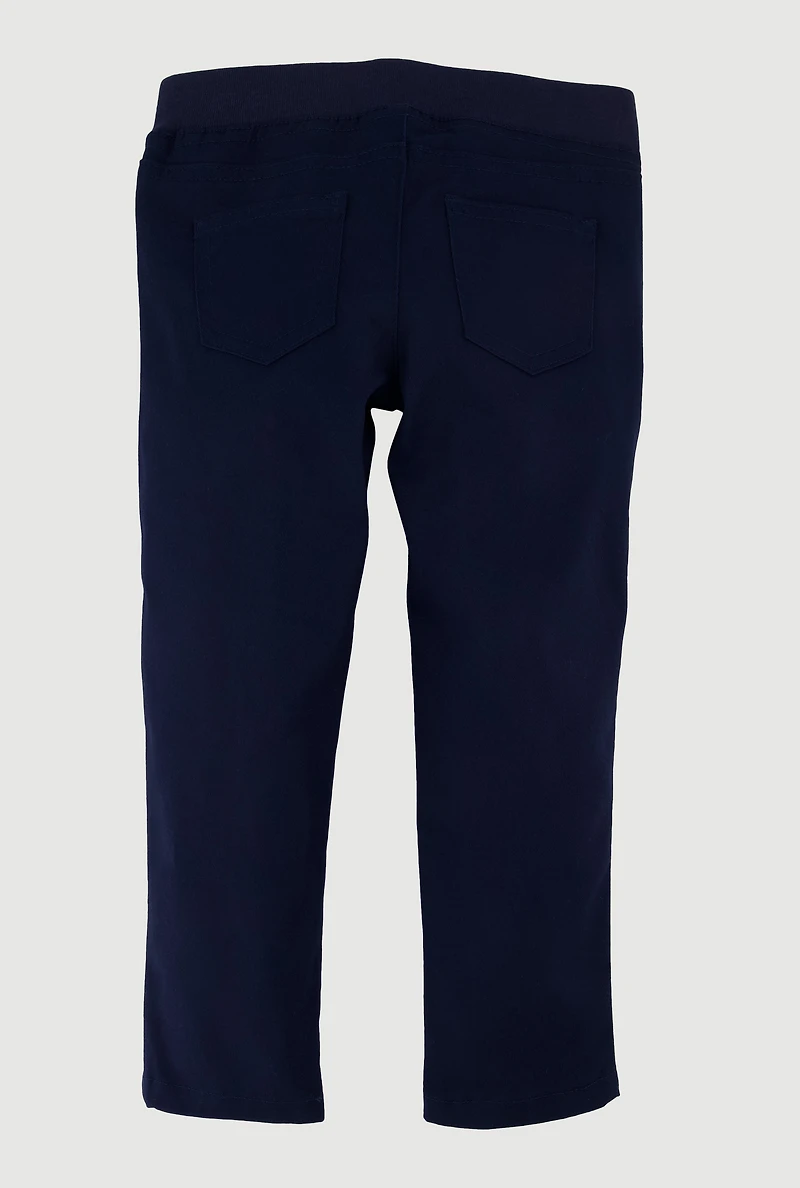 French Toast Girls 4-6x Mid Rise Stretchy Uniform Pants, Blue, Size 6
