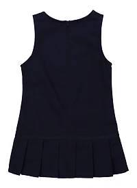 French Toast Girls 4-6x Ribbon Bow Detail Pleated Jumper, Blue,