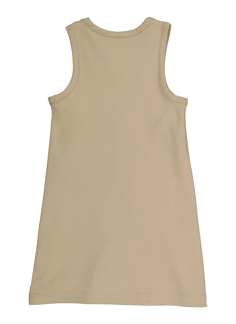 French Toast Girls 4-6x Heart Faux Button Front Jumper, Beige, Size 6-6X