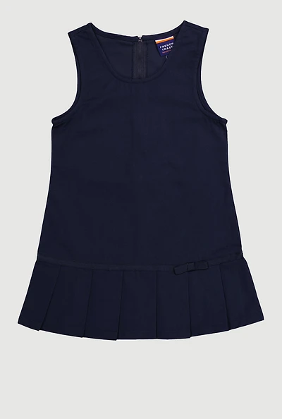 Girls 4-6x Ribbon Detail Pleated Jumper, Blue,
