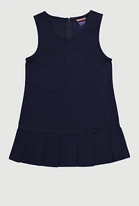 Girls 4-6x Ribbon Detail Pleated Jumper, Blue, Size 6