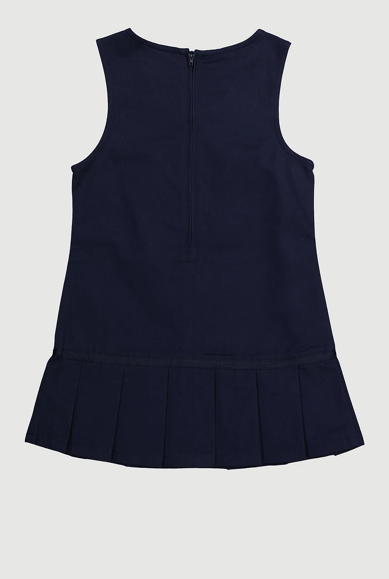 Girls 4-6x Ribbon Detail Pleated Jumper, Blue, Size 6