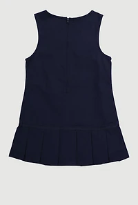 Girls 4-6x Ribbon Detail Pleated Jumper, Blue, Size 6