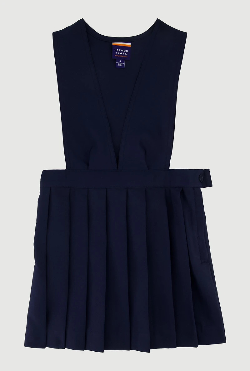 French Toast Girls 4-6x Pleated Sleeveless V-Neck Jumper, Blue, Size 6