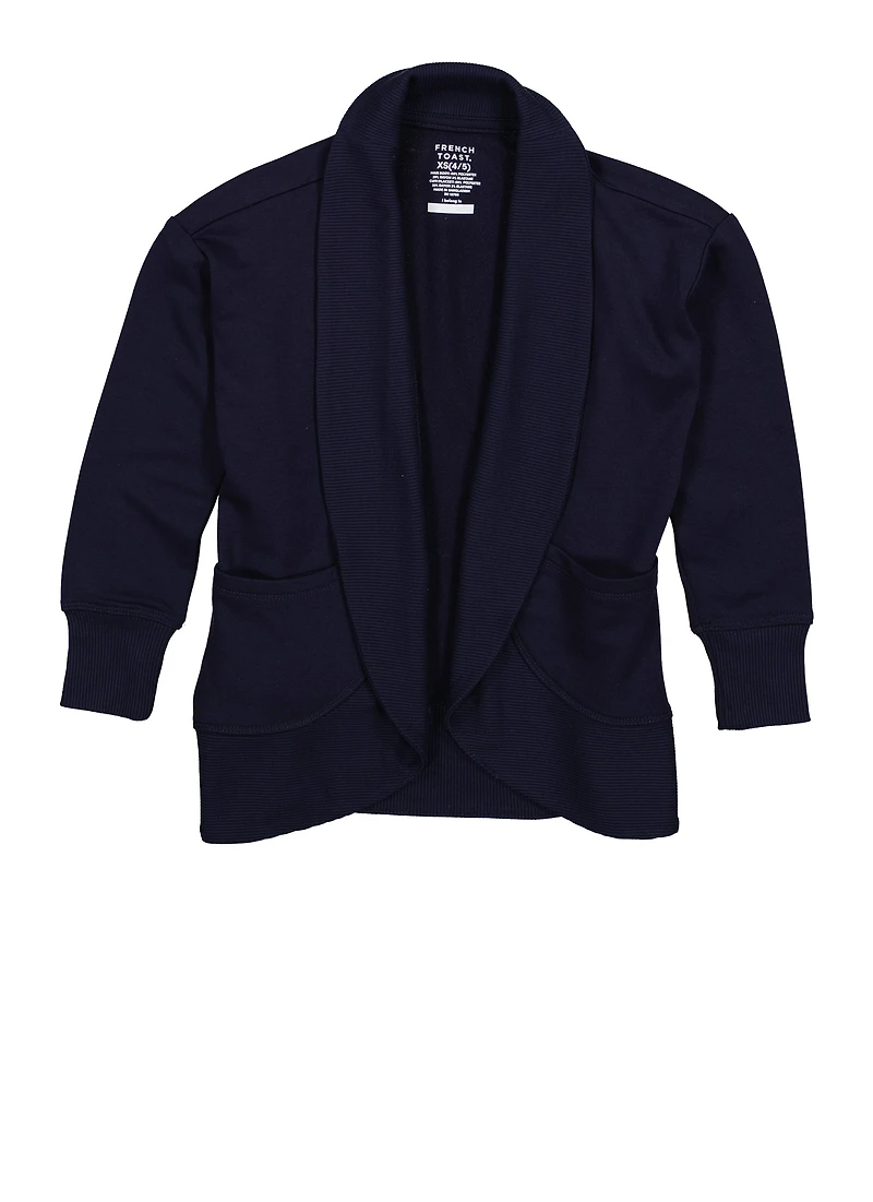 French Toast Girls 4-6x Pocket Cardigan, Blue, Size 6-6X