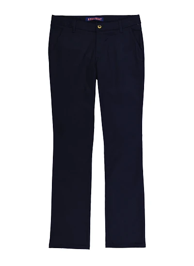French Toast Junior Solid Straight Leg Pants, Blue, Size 10