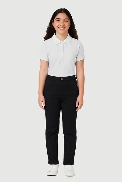 French Toast Junior Twill Straight Leg Uniform Pants, Black,