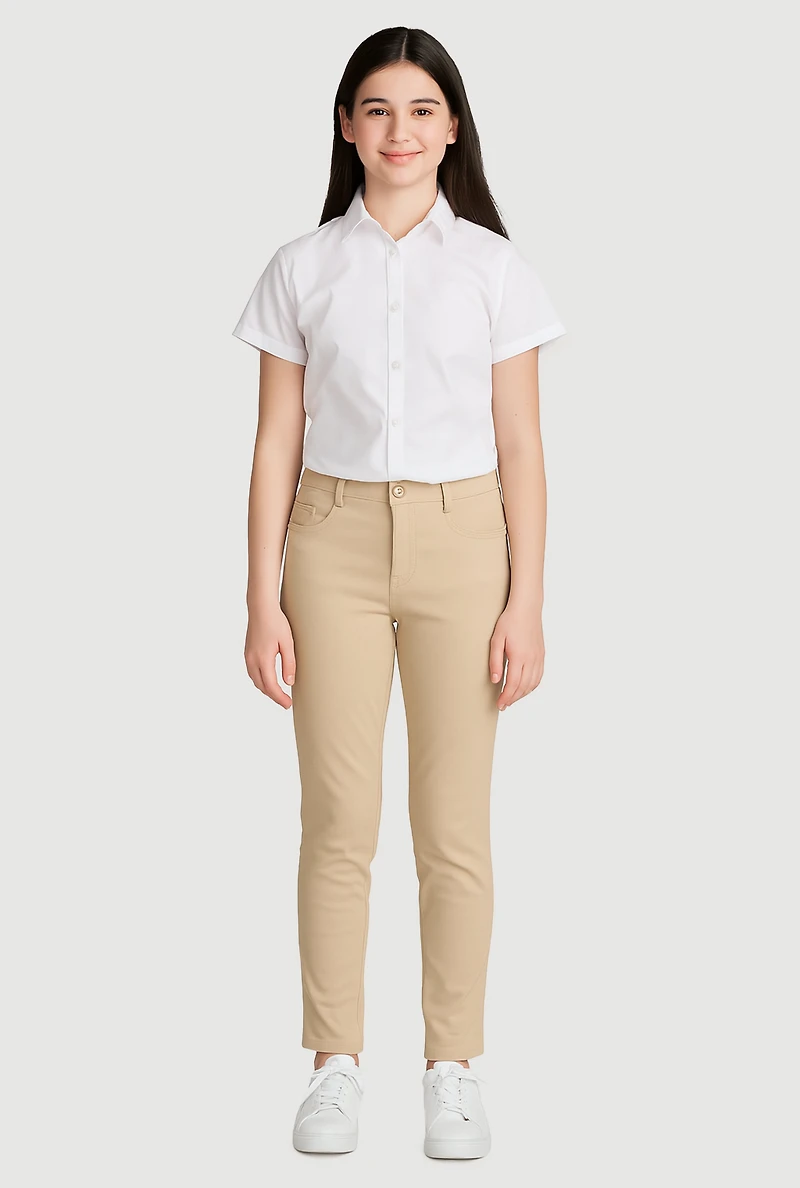 French Toast Junior Girls Stretch Skinny Khaki Pants, Khaki,