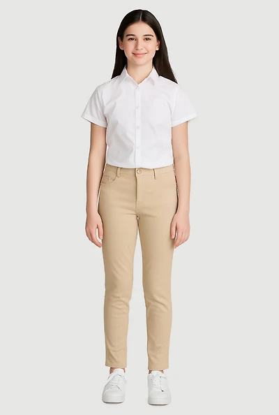 French Toast Junior Girls Stretch Skinny Khaki Pants, Khaki, Size 14